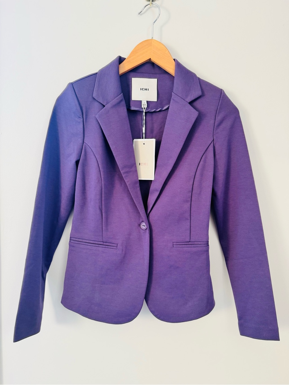 NWT ICHI IHKATE Amaranth Purple Blazer XS Stretch Knit One Button